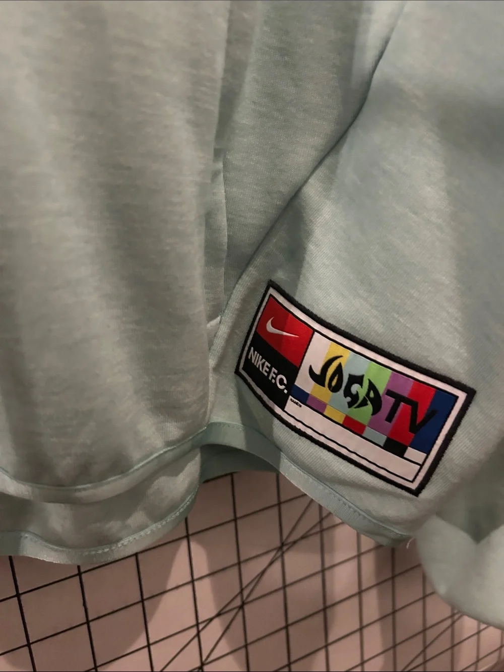 Nike Jogatv Mint Green Quarter-Zip Pullover with Rainbow-Trim Collar